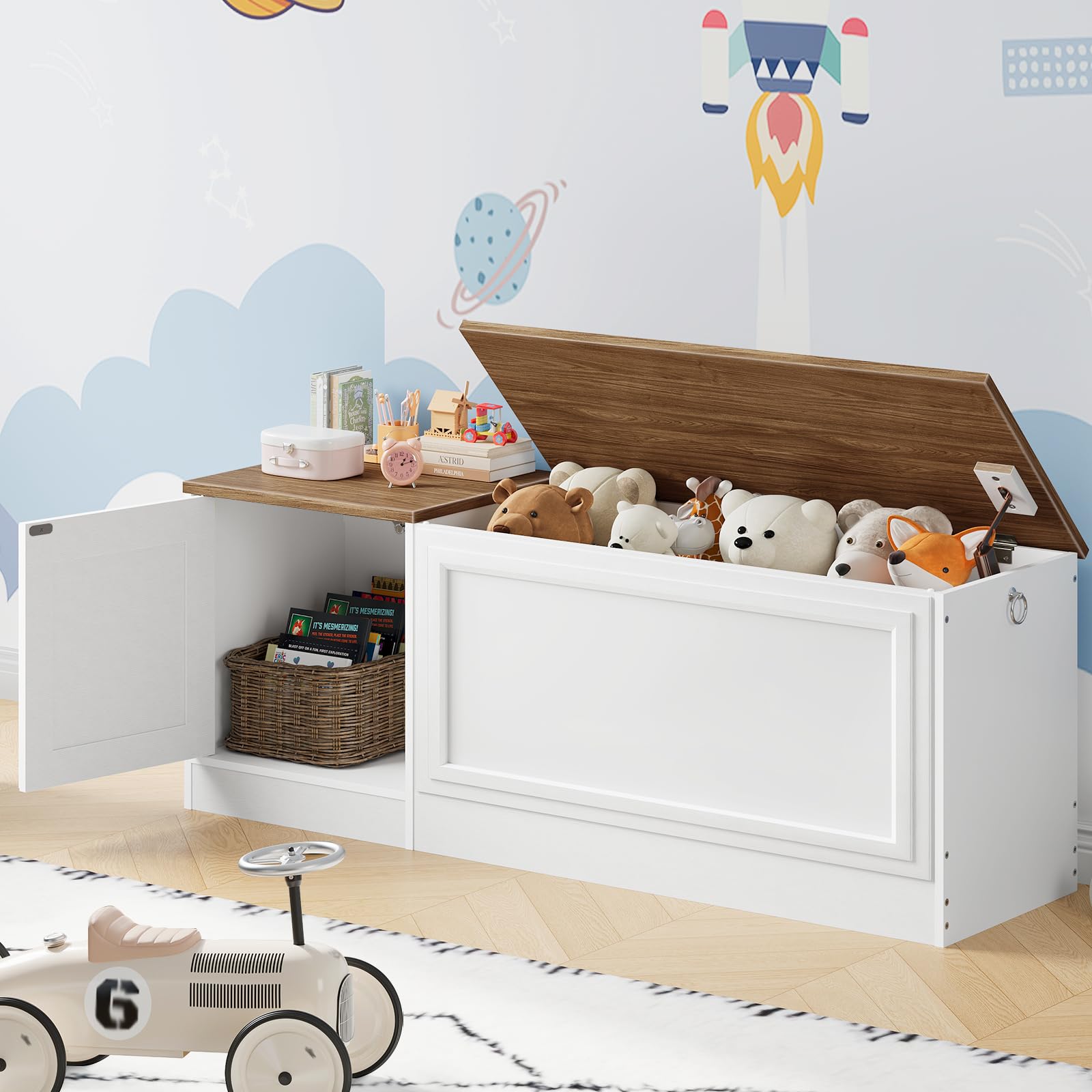 47.2" Storage Bench with Safety Hinge