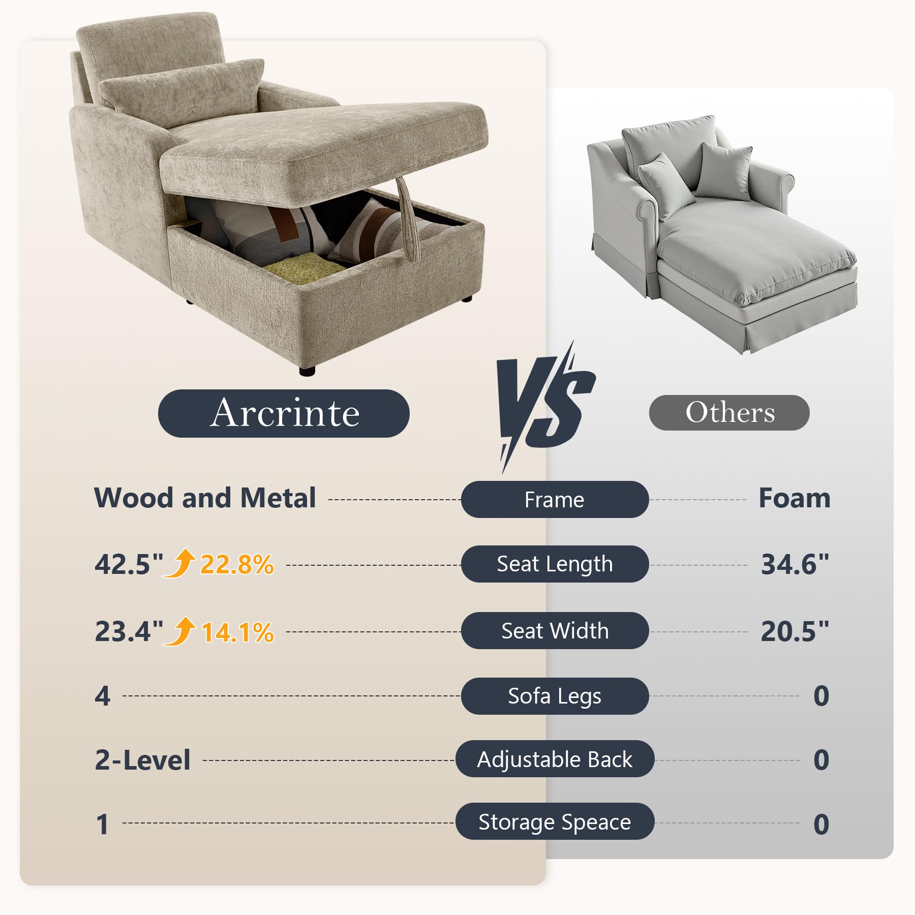 Adjustable Chaise Lounge Chair with Storage