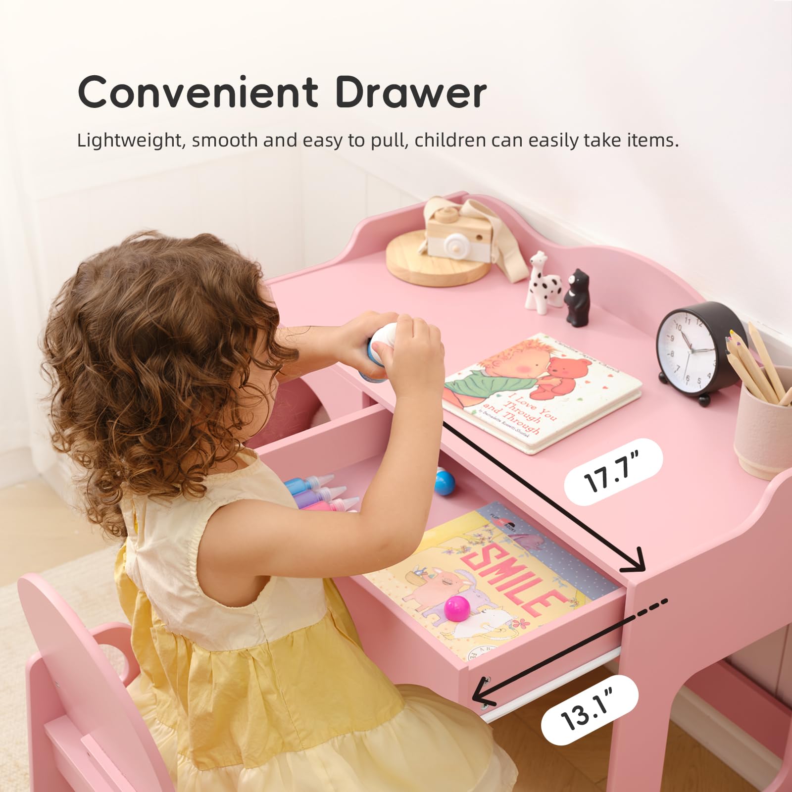 Kids Study Table and Chair Set with Storage