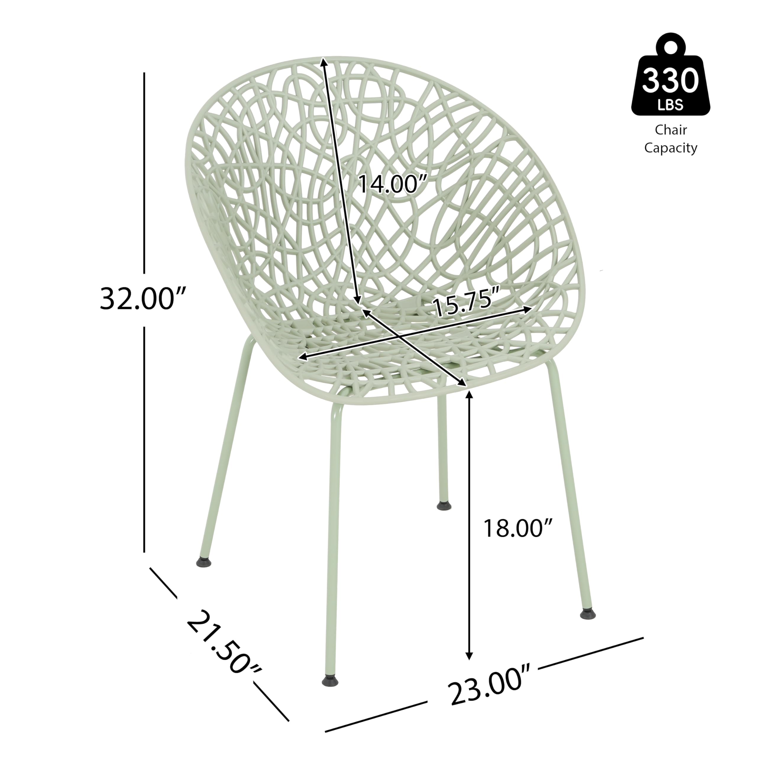 Outdoor Dining Chair Set of 2 - Weather-Resistant Perforated Side Chairs