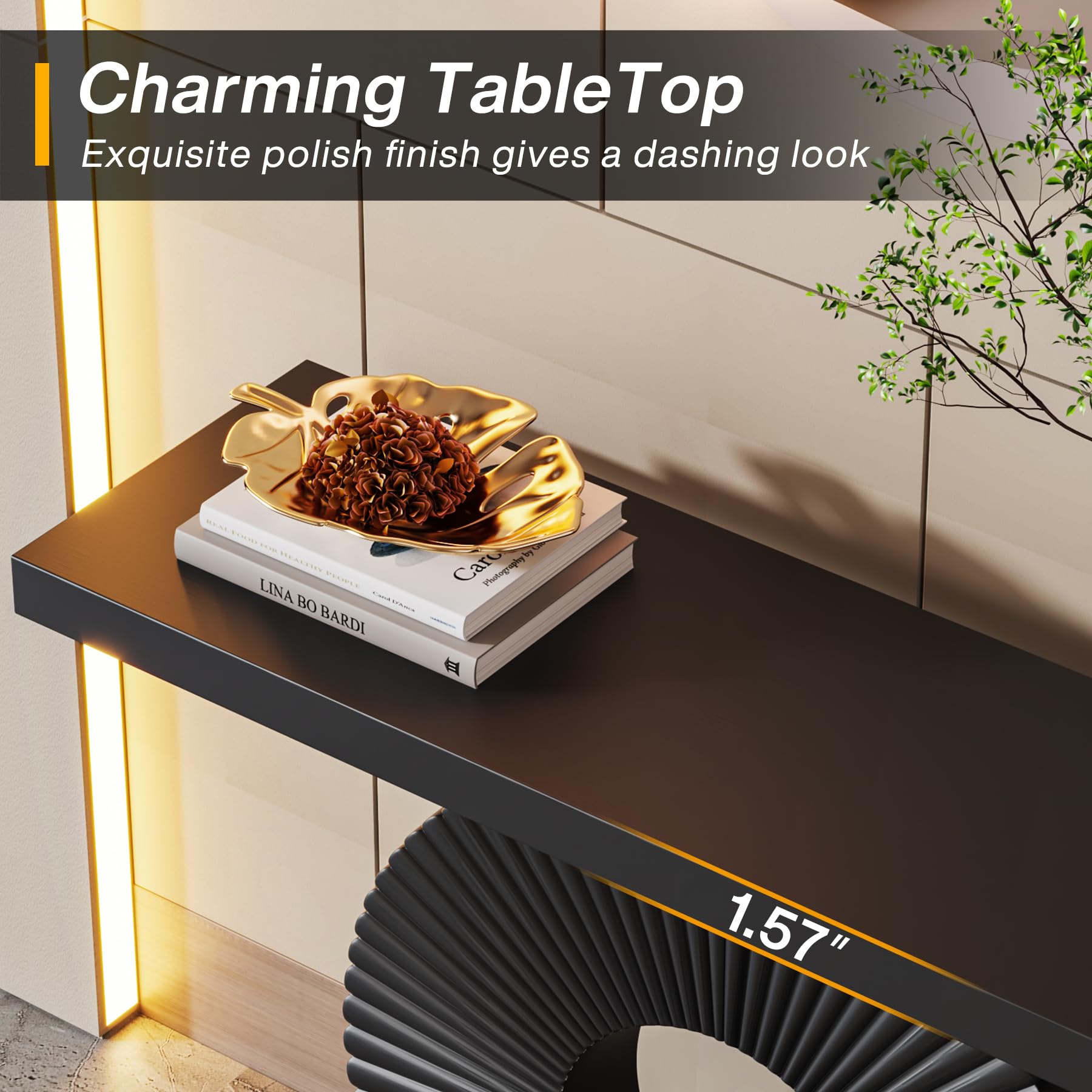 Modern Console Table with Geometric Base 40 Inch