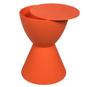 Orange Hourglass Drum Side Table with Storage