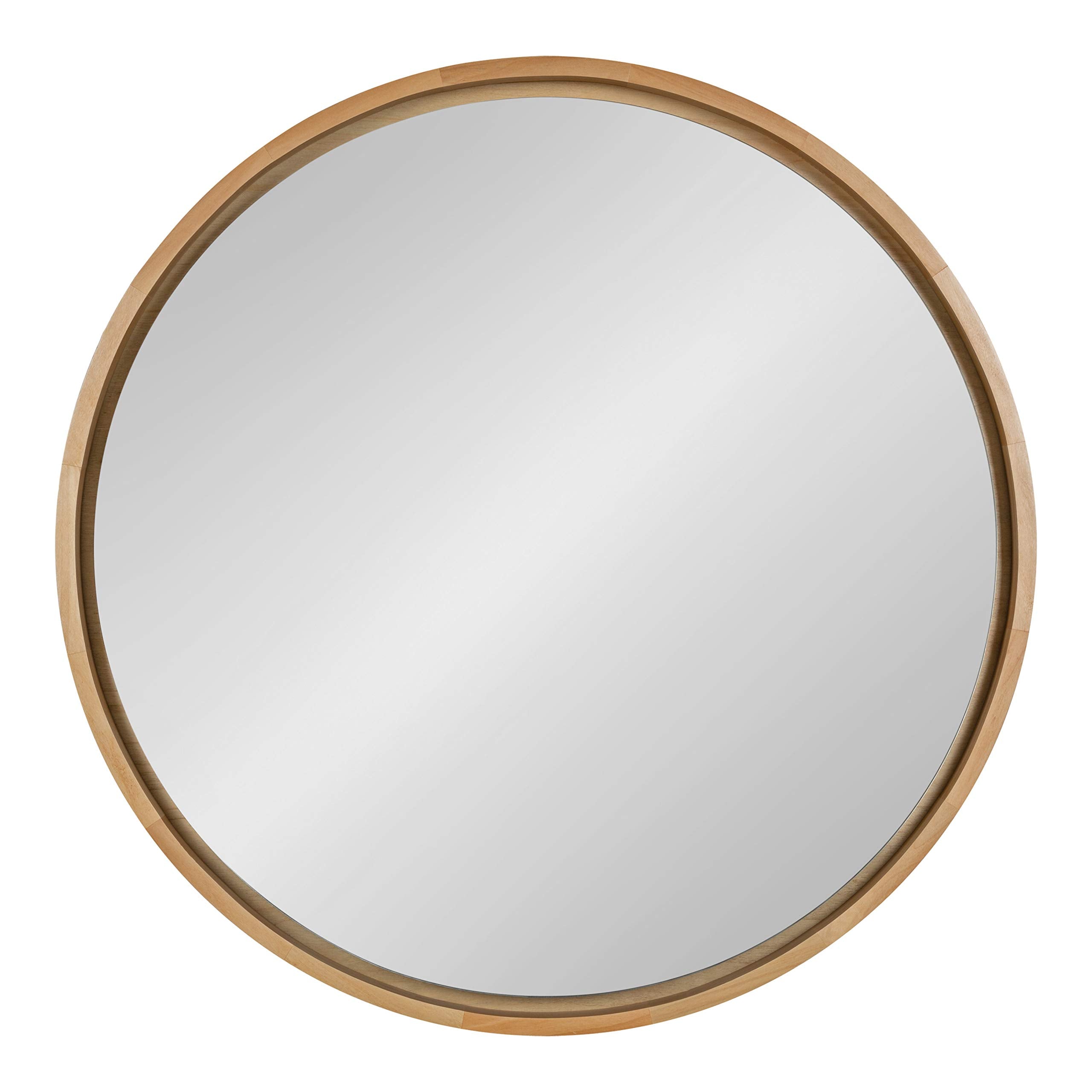 30-Inch Round Wood Framed Wall Mirror