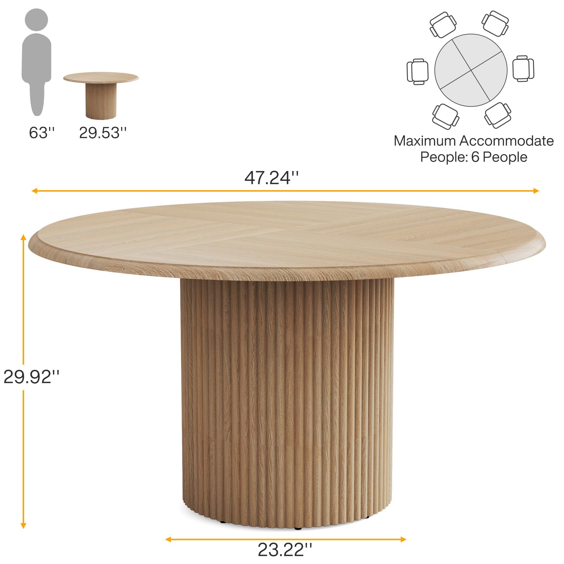 47" Round Dining Table with Metal Pedestal Base