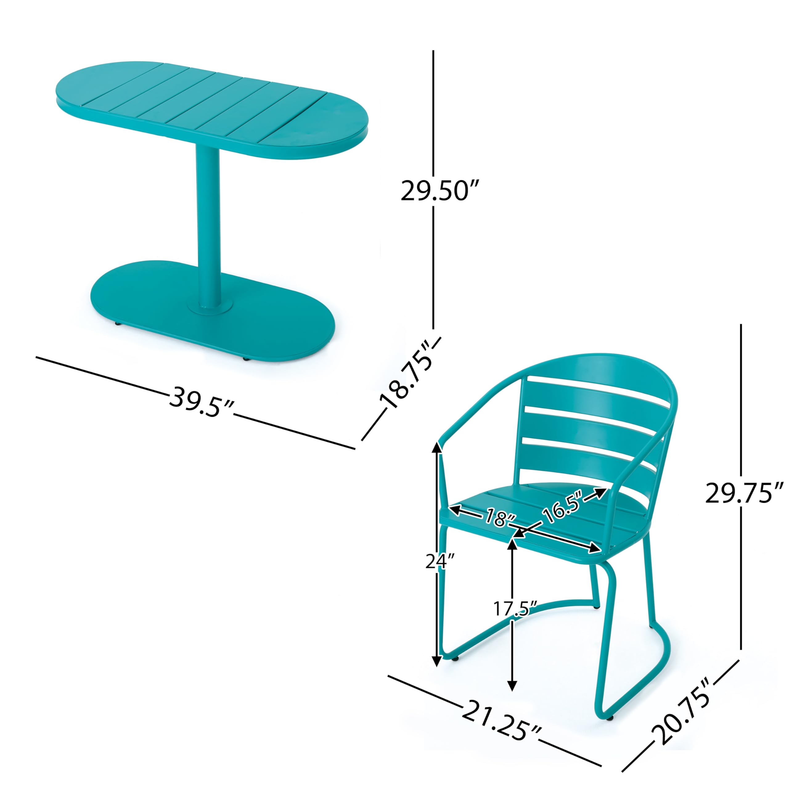 Retro Iron Bistro Table and Chairs Set of 2