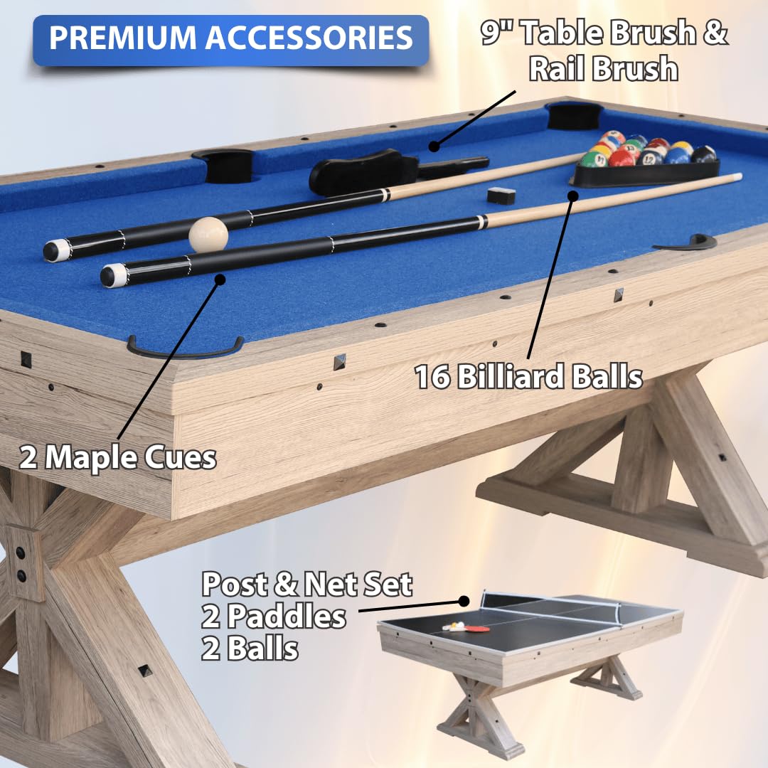 7' 3-in-1 Multi Game Pool Table with Dining Top