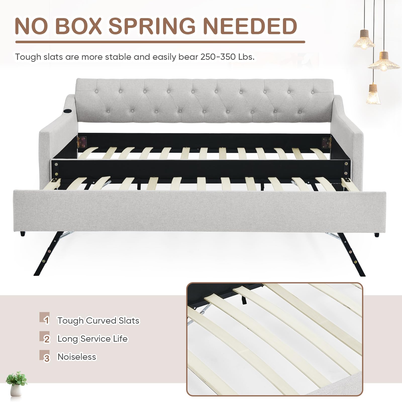 Daybed with Pop Up Trundle and USB Charging Ports