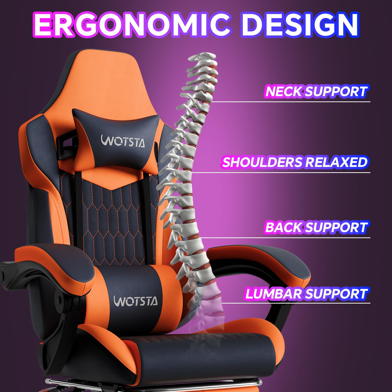 Ergonomic Gaming Chair with Footrest