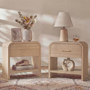 Night Stand Set of 2 with Drawer and Storage Shelf
