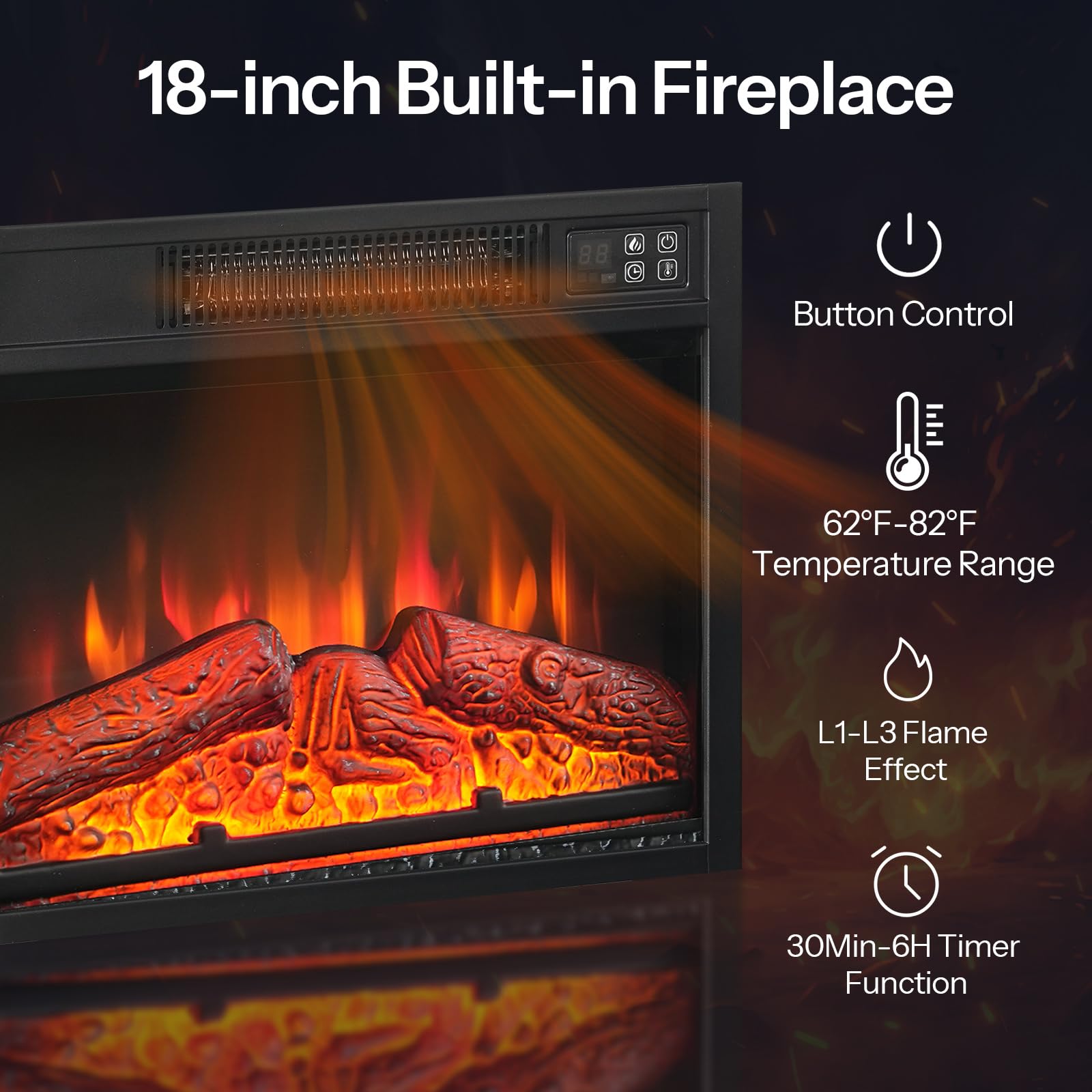 Fireplace TV Stand with LED Lights for 65 Inch TVs