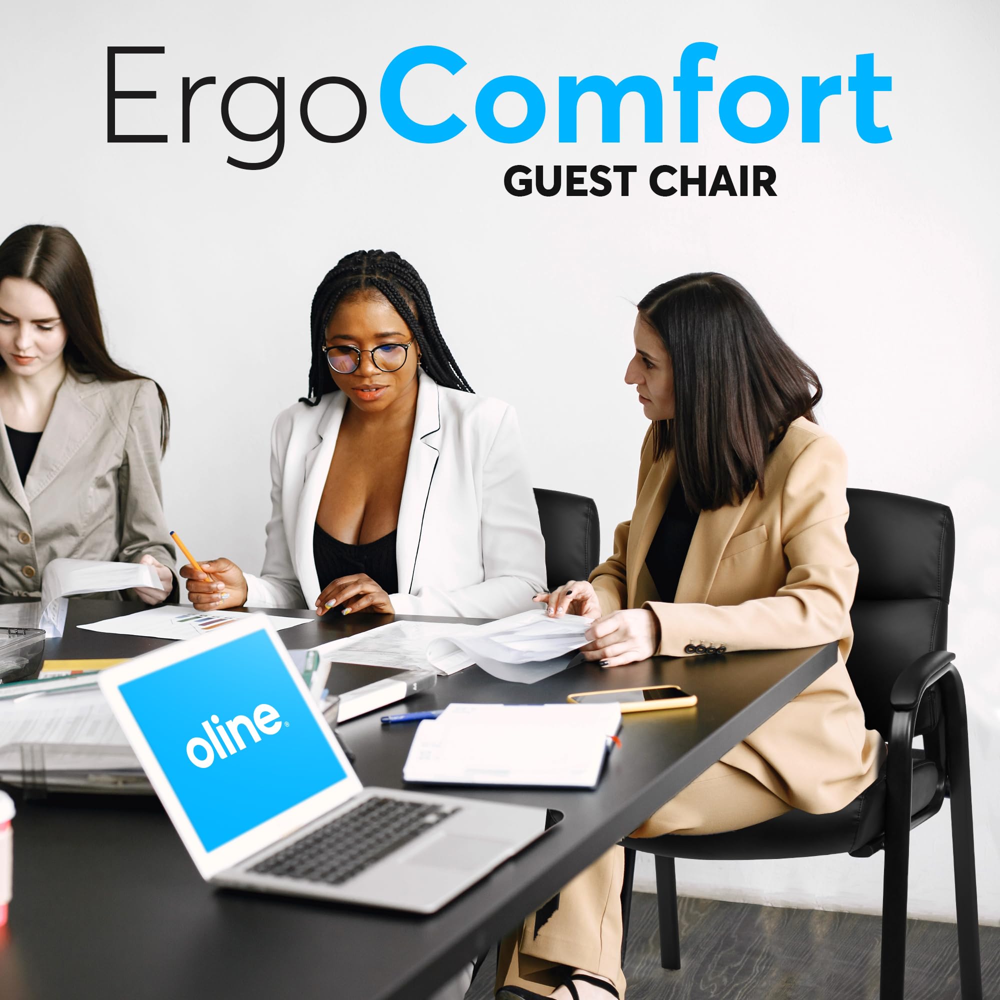 Leather Guest Chair with Padded Arms Black 1/2/4 Pack
