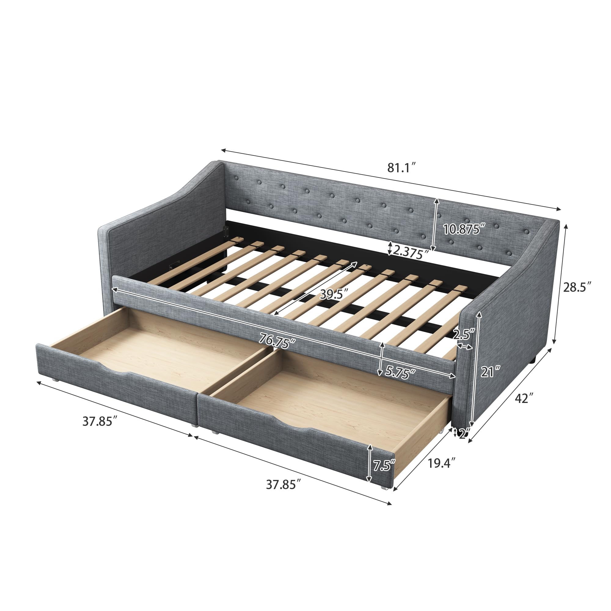 Twin Size Daybed with Storage Drawers