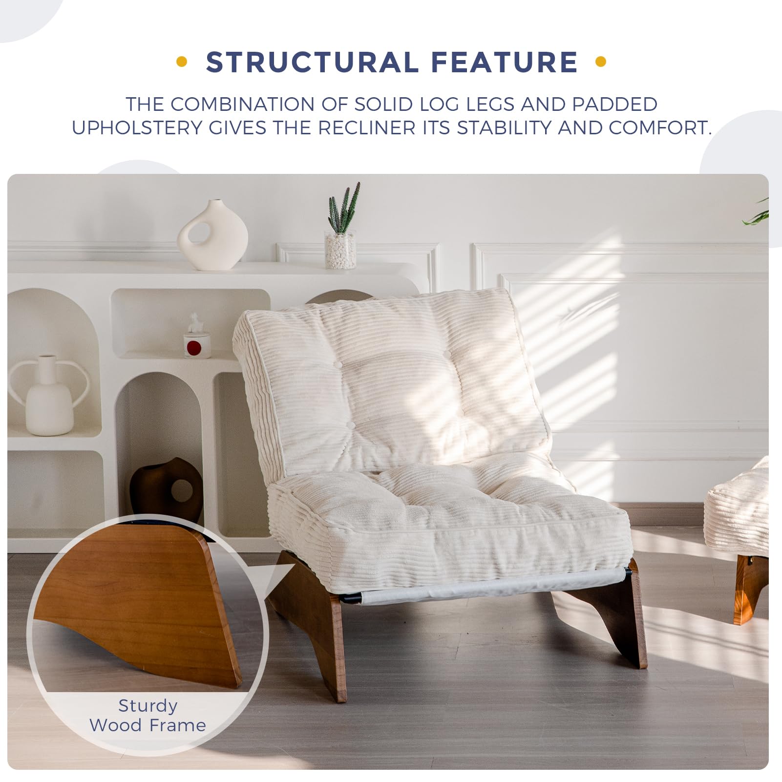 Accent Chair with Ottoman Adjustable Backrest