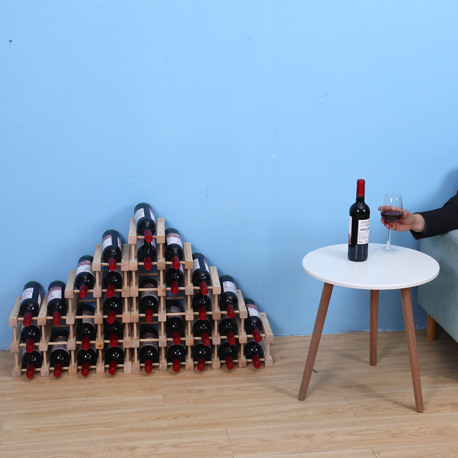 Pine Wood Wine Rack Countertop Storage