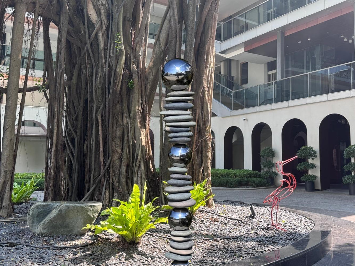 32" Stainless Steel Sphere Sculpture Garden Stake