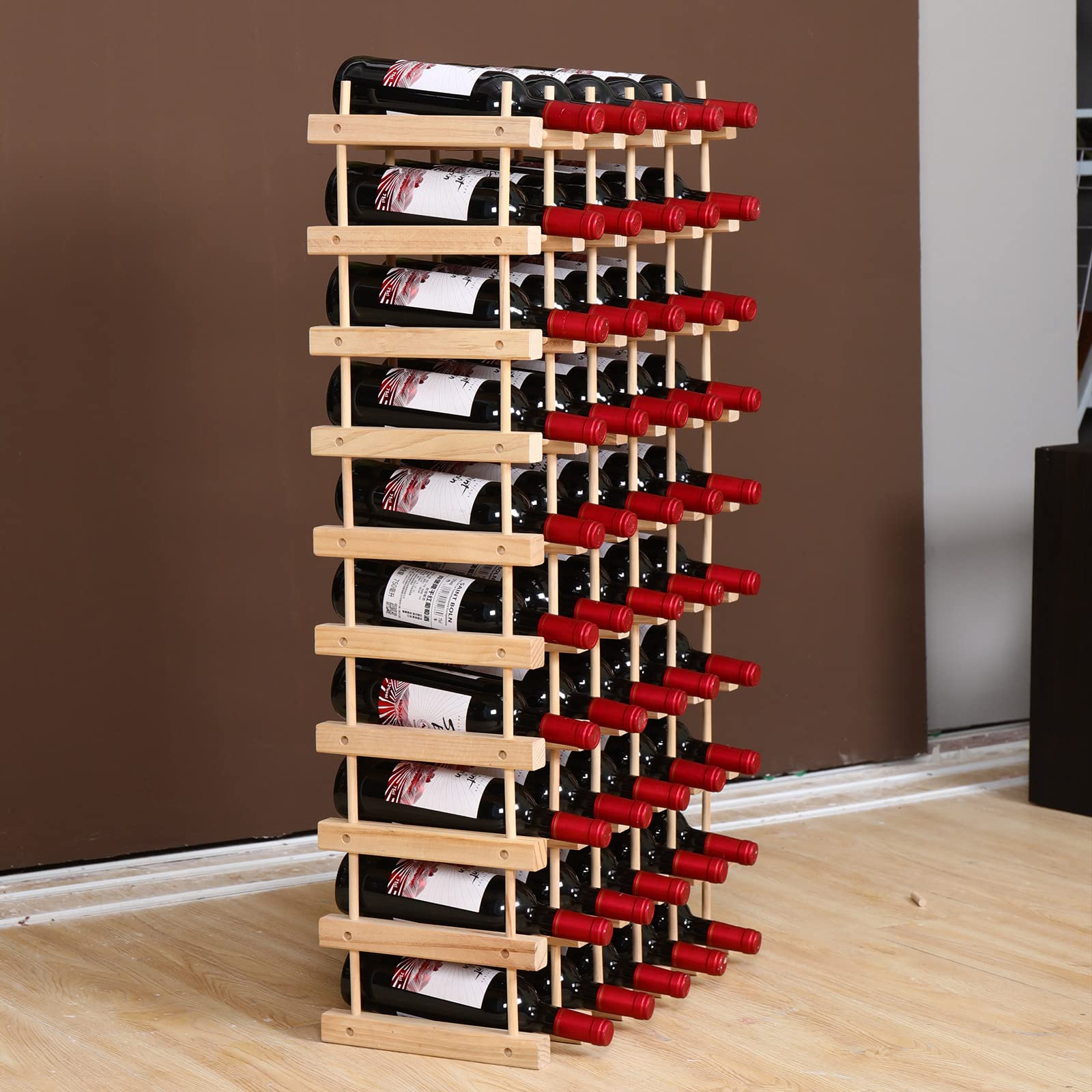 50-Bottle Wooden Wine Rack