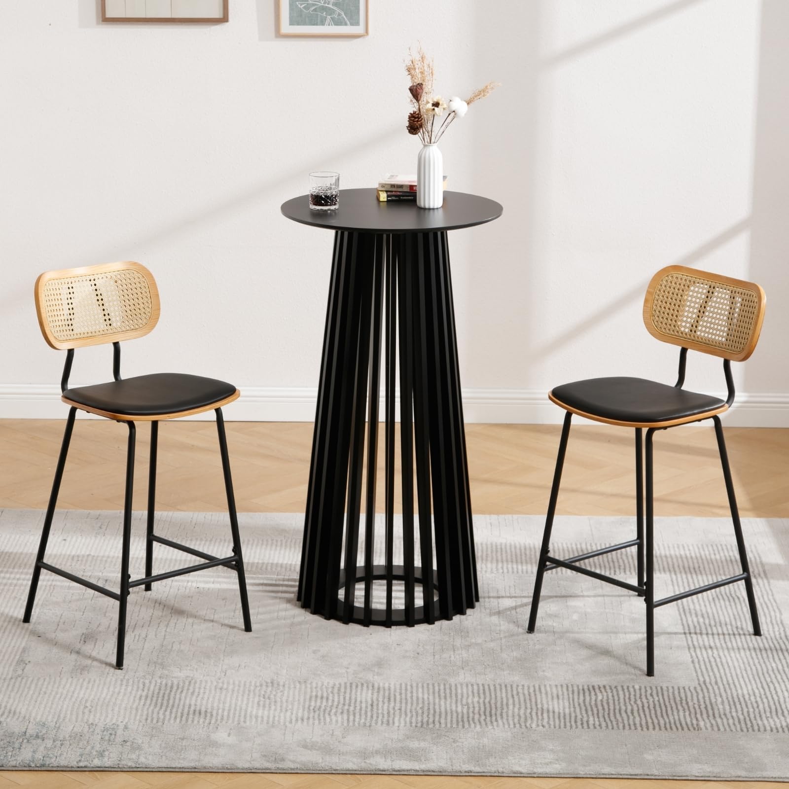 Round Bar Table 43.5" High with Geometric Base