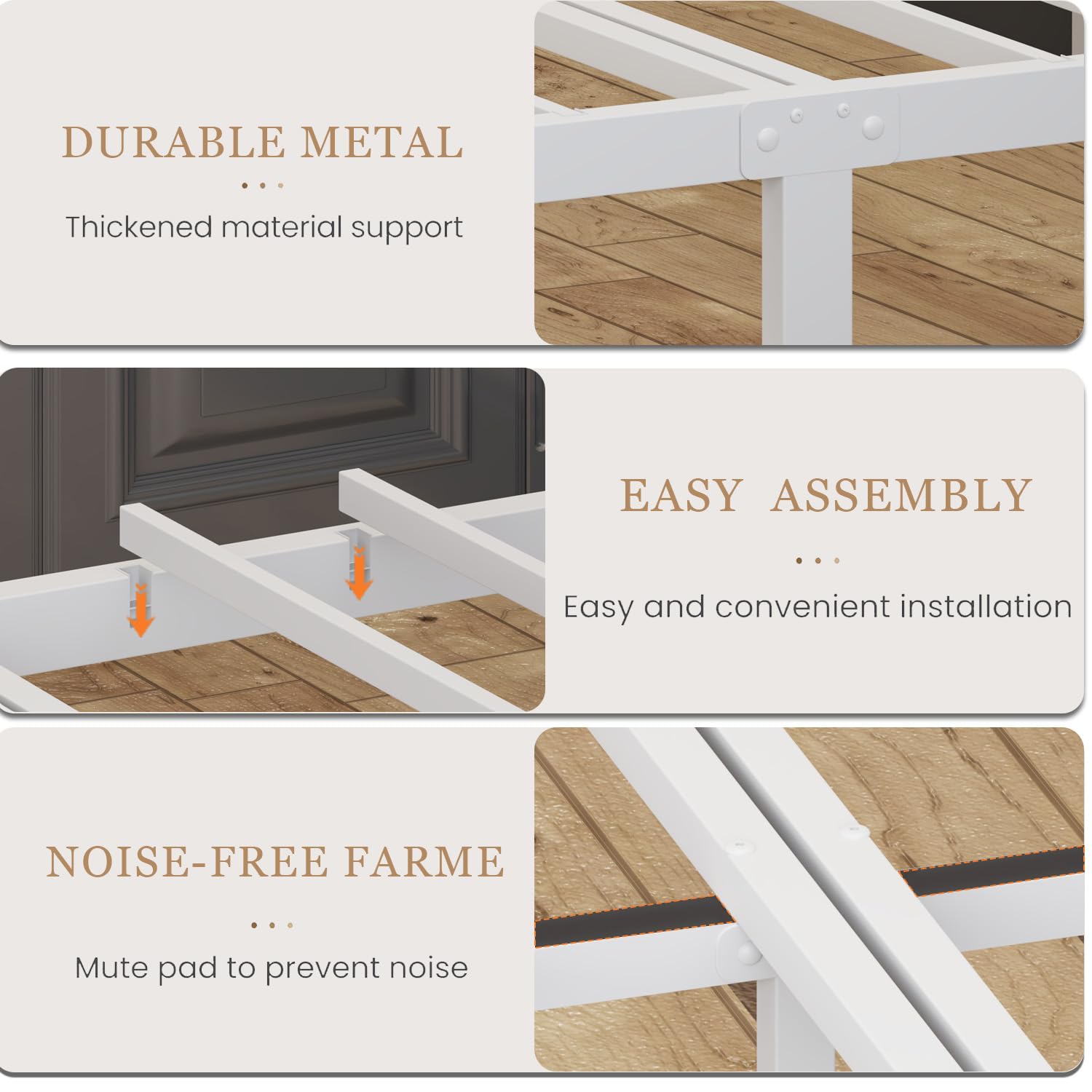 Full Size Metal Bed Frame with Charging Station & LED Lights