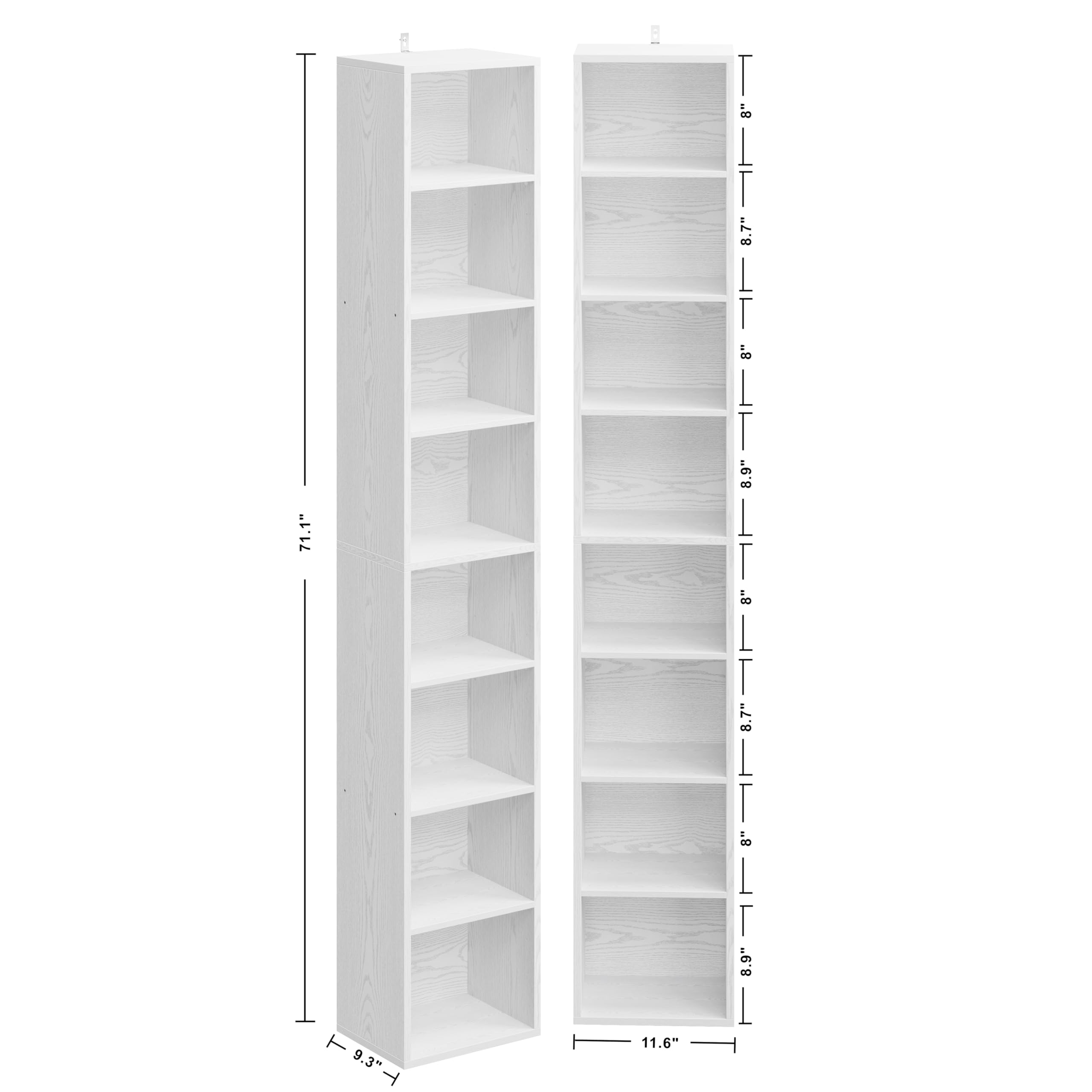 8-Tier Tall Narrow Bookshelf