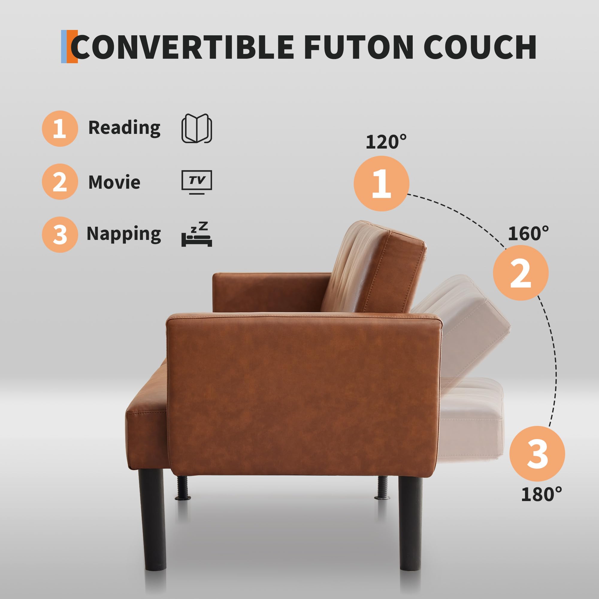 75.5" Convertible Futon Sofa Bed