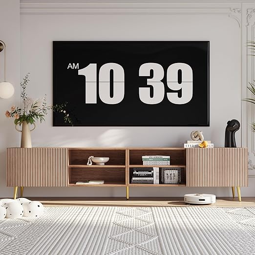 86 Inch TV Stand with Adjustable Shelves and Storage