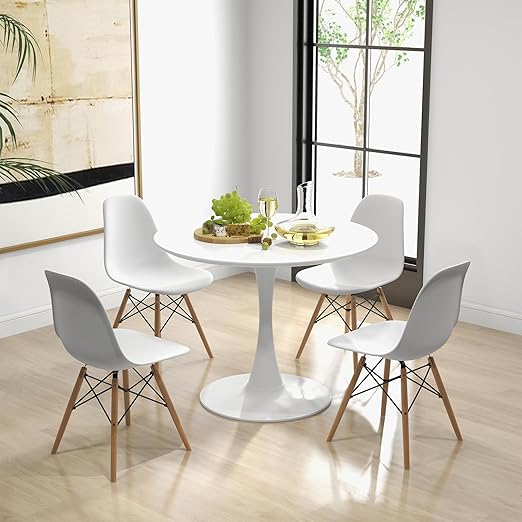 5-Piece Round Dining Table Set with 4 Chairs