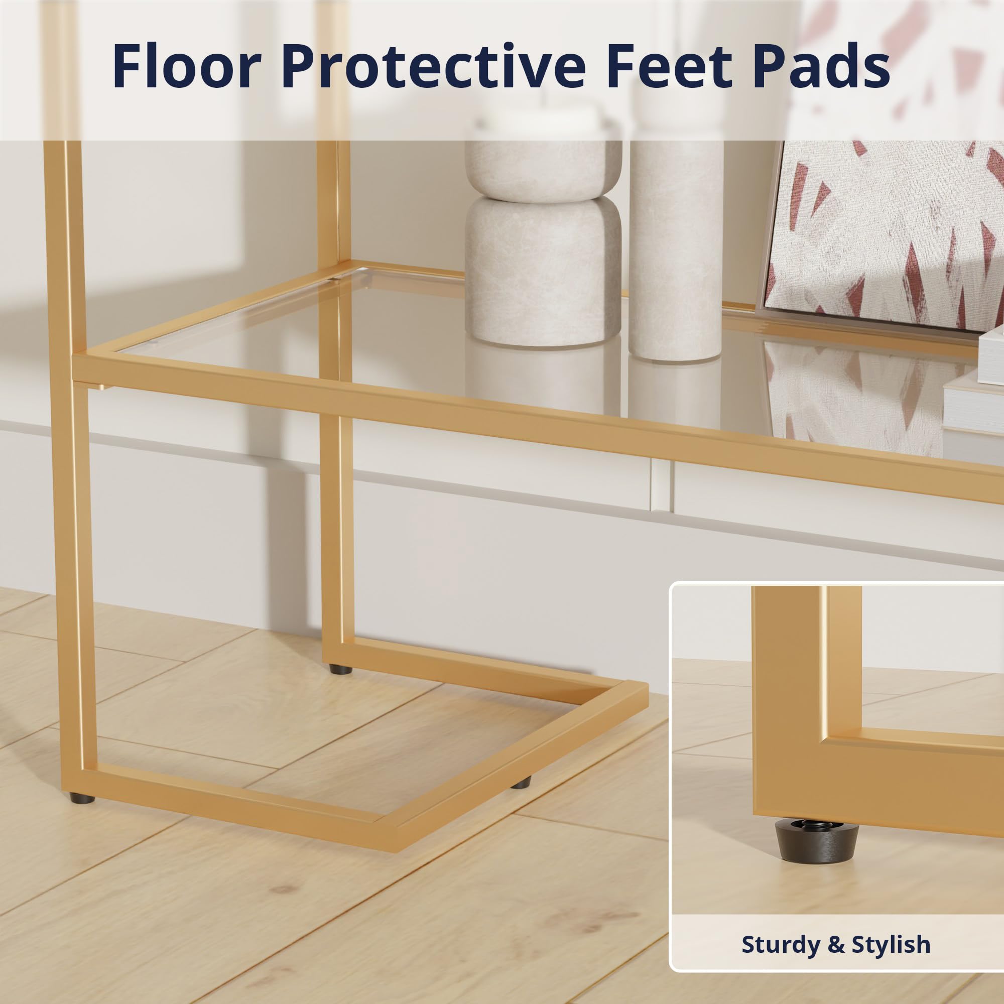 52" Entryway Console Table with Tempered Glass Shelves