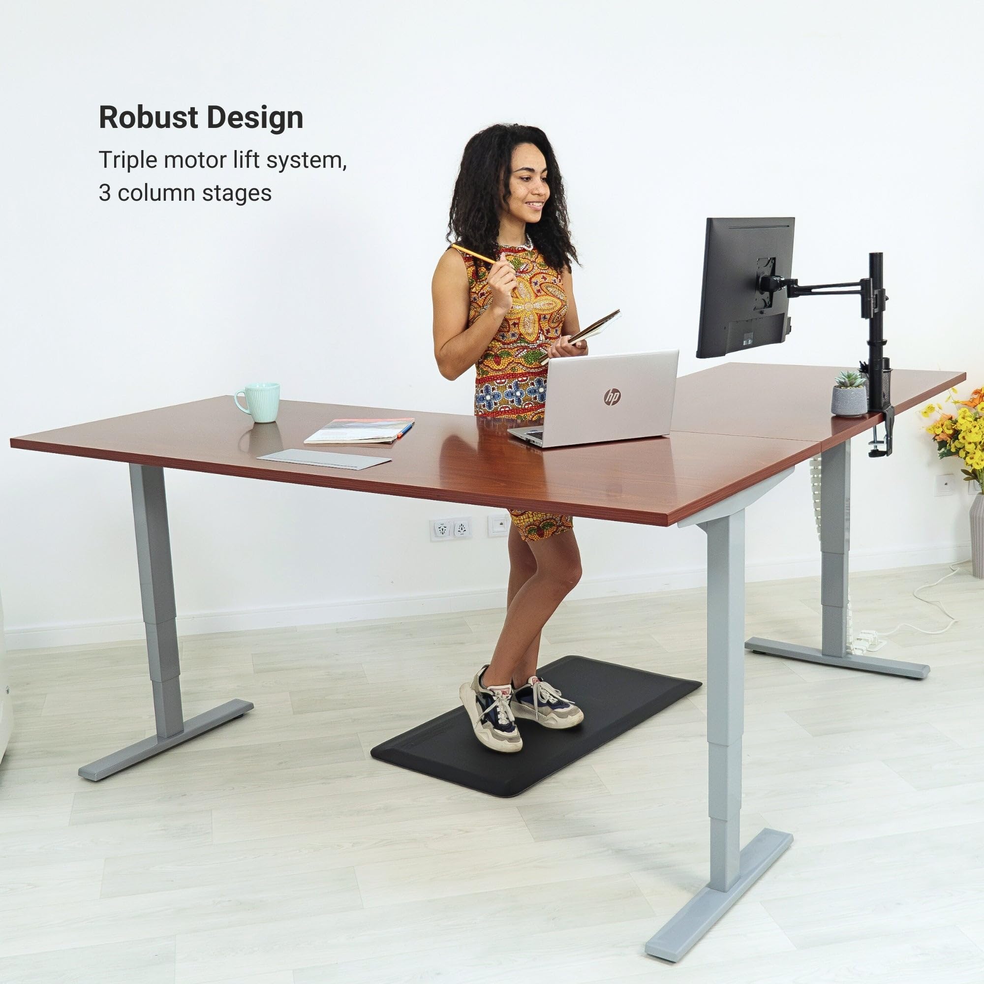 L-Shaped Electric Standing Desk with Triple Motor