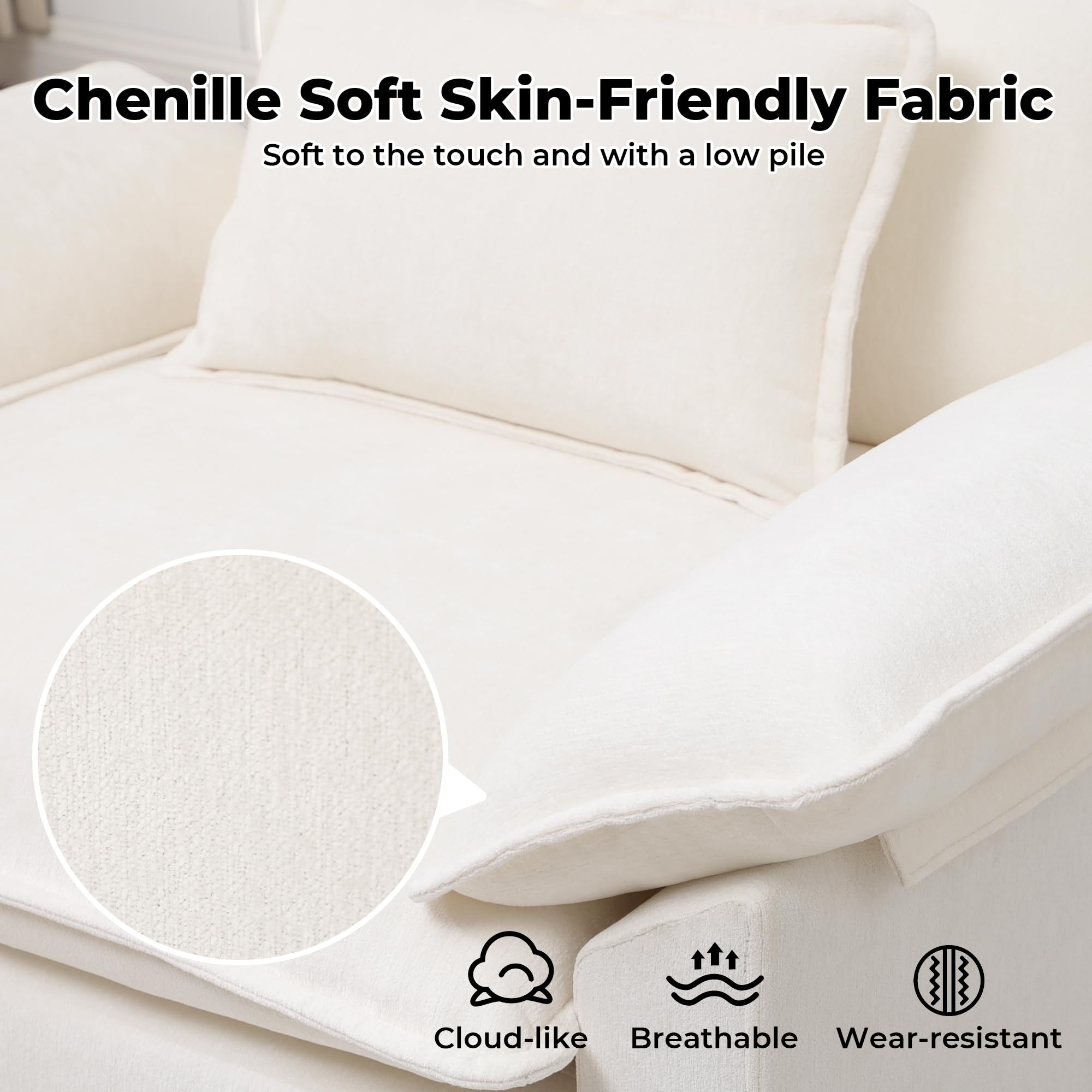 Oversized Chenille Accent Chair with Deep Seat