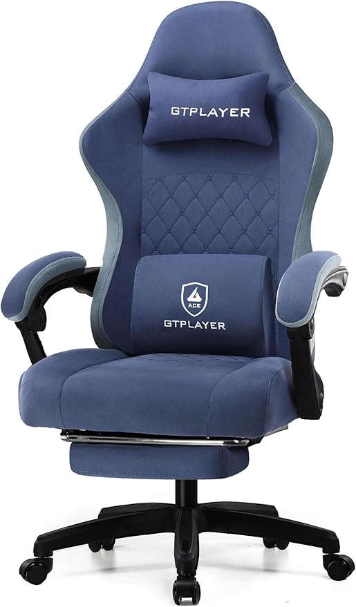 Gaming Chair with Pocket Spring Cushion and Footrest