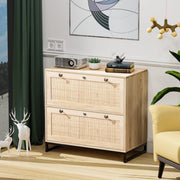Rattan Lateral File Cabinet with Lock
