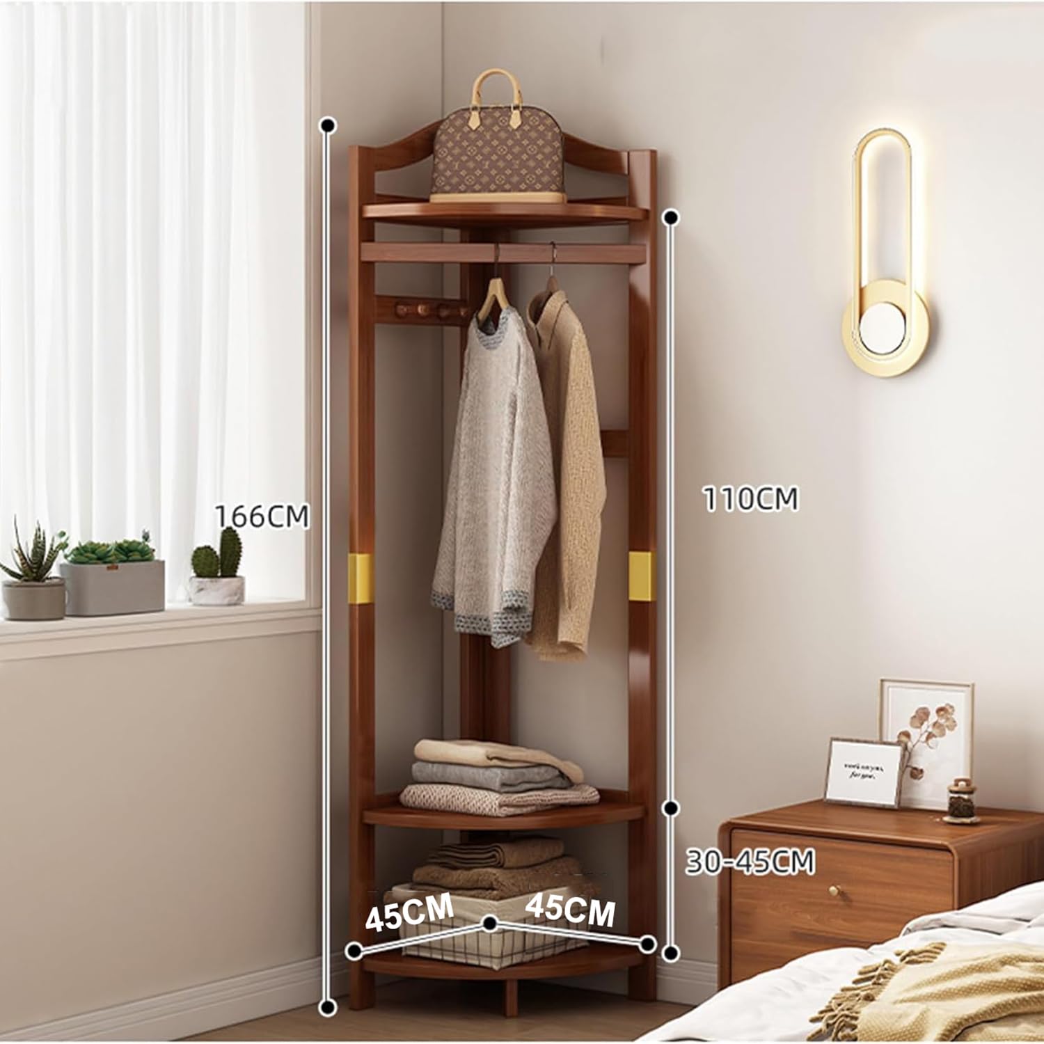 Corner Coat Rack with Storage Basket