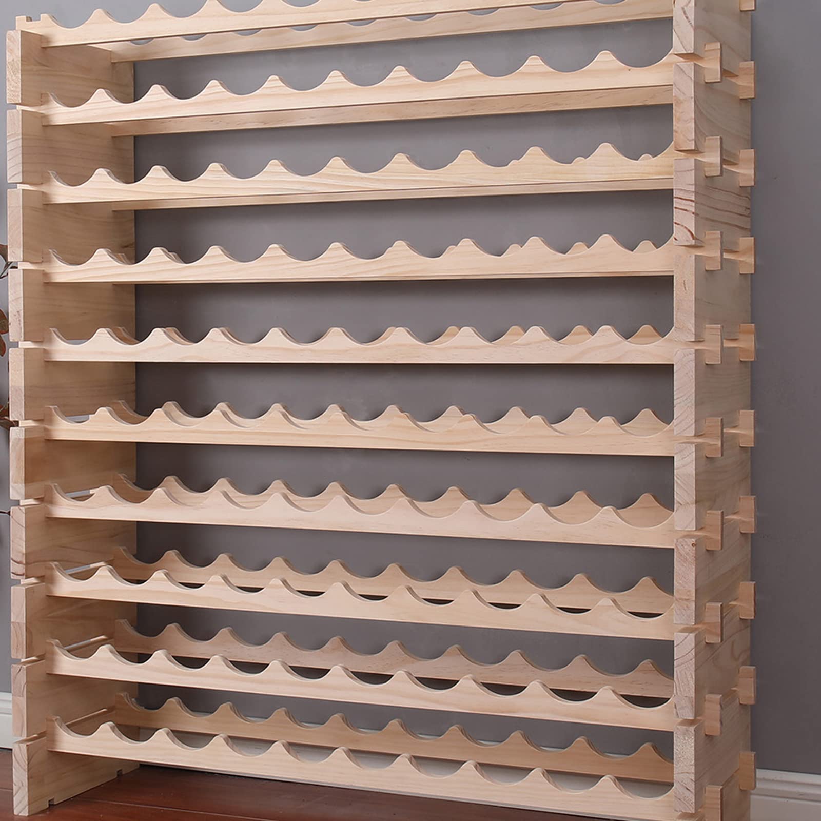 120-Bottle Pine Wood Wine Rack Freestanding Floor Storage