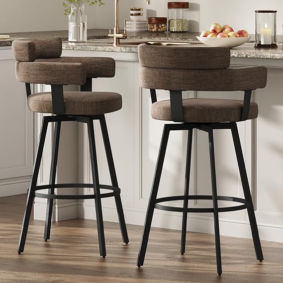 30 Inch Swivel Bar Stools Set of 2 with Full Back