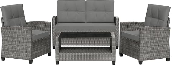4 Piece Patio Conversation Set with Coffee Table