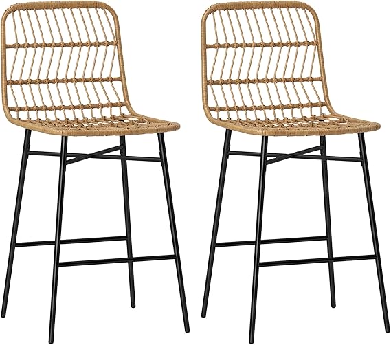 Rattan Counter Height Bar Stools Set of 2