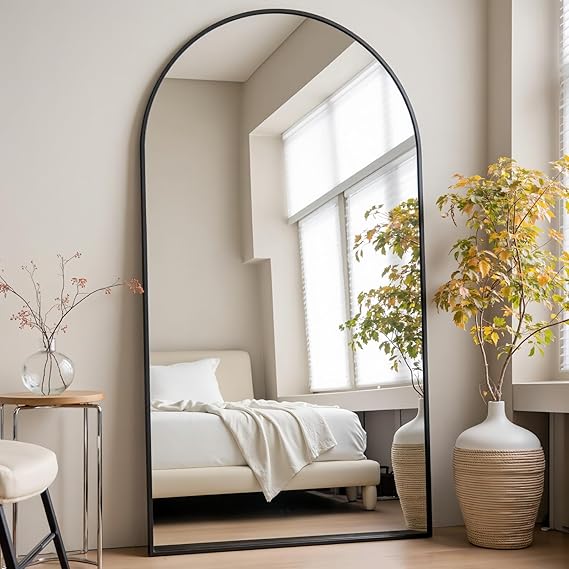 Arched Full Length Mirror 70x26 Gold Aluminum Frame
