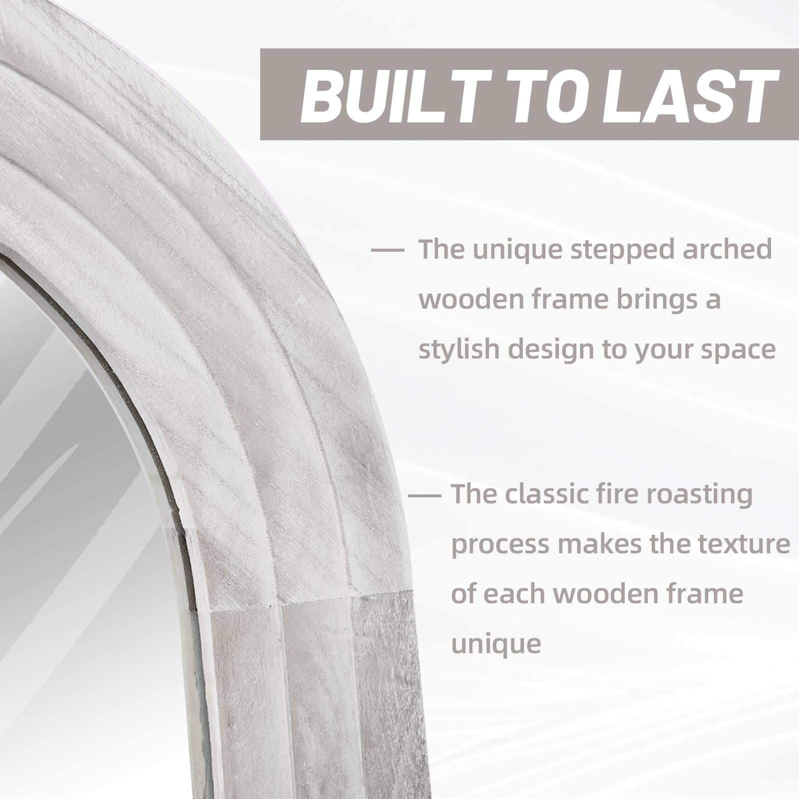 Arched Full Length Mirror with Solid Wood Frame