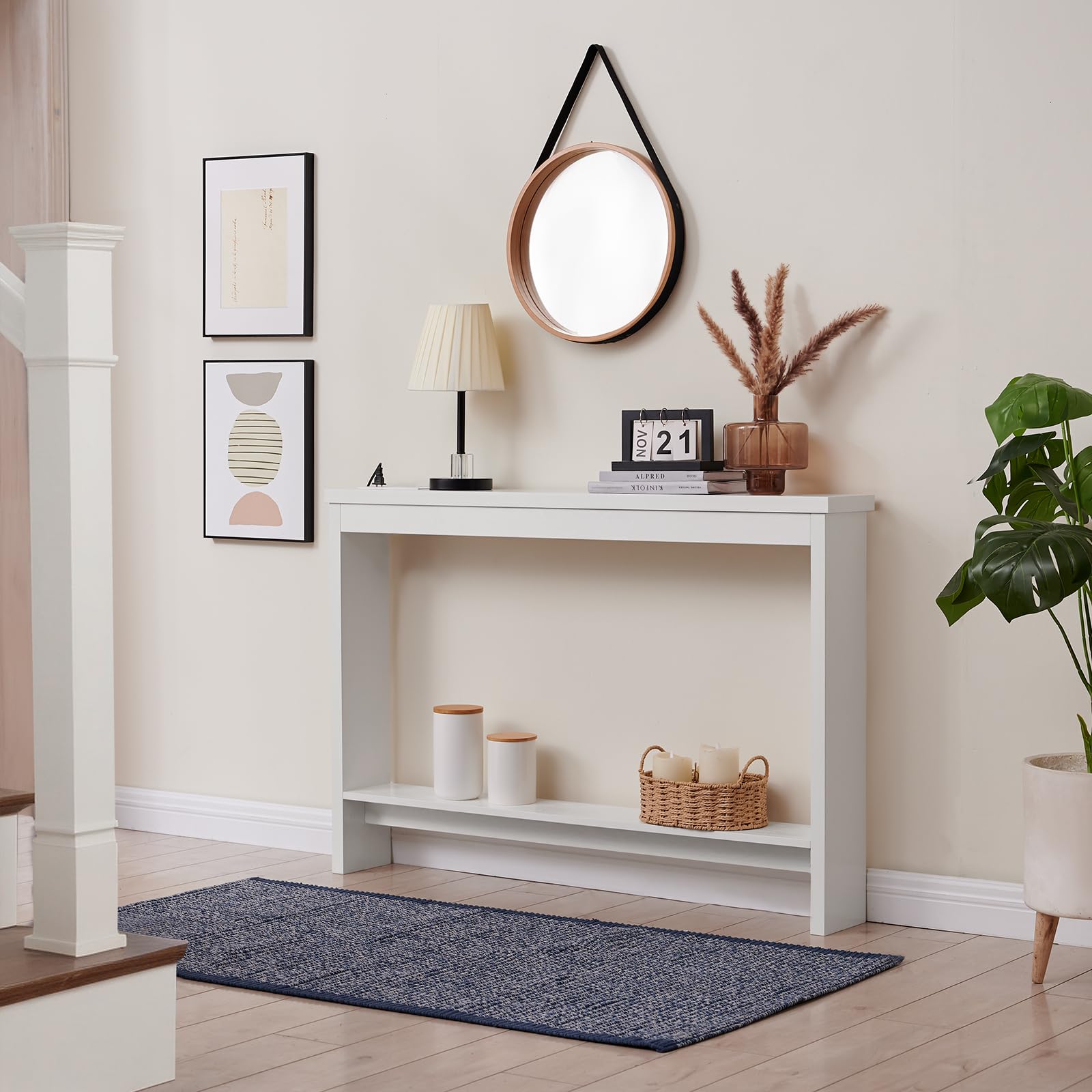 Narrow Console Table with Outlet and USB Charging Station