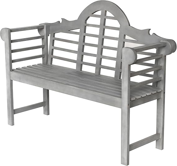 Acacia Wood Outdoor Garden Bench with Arched Back
