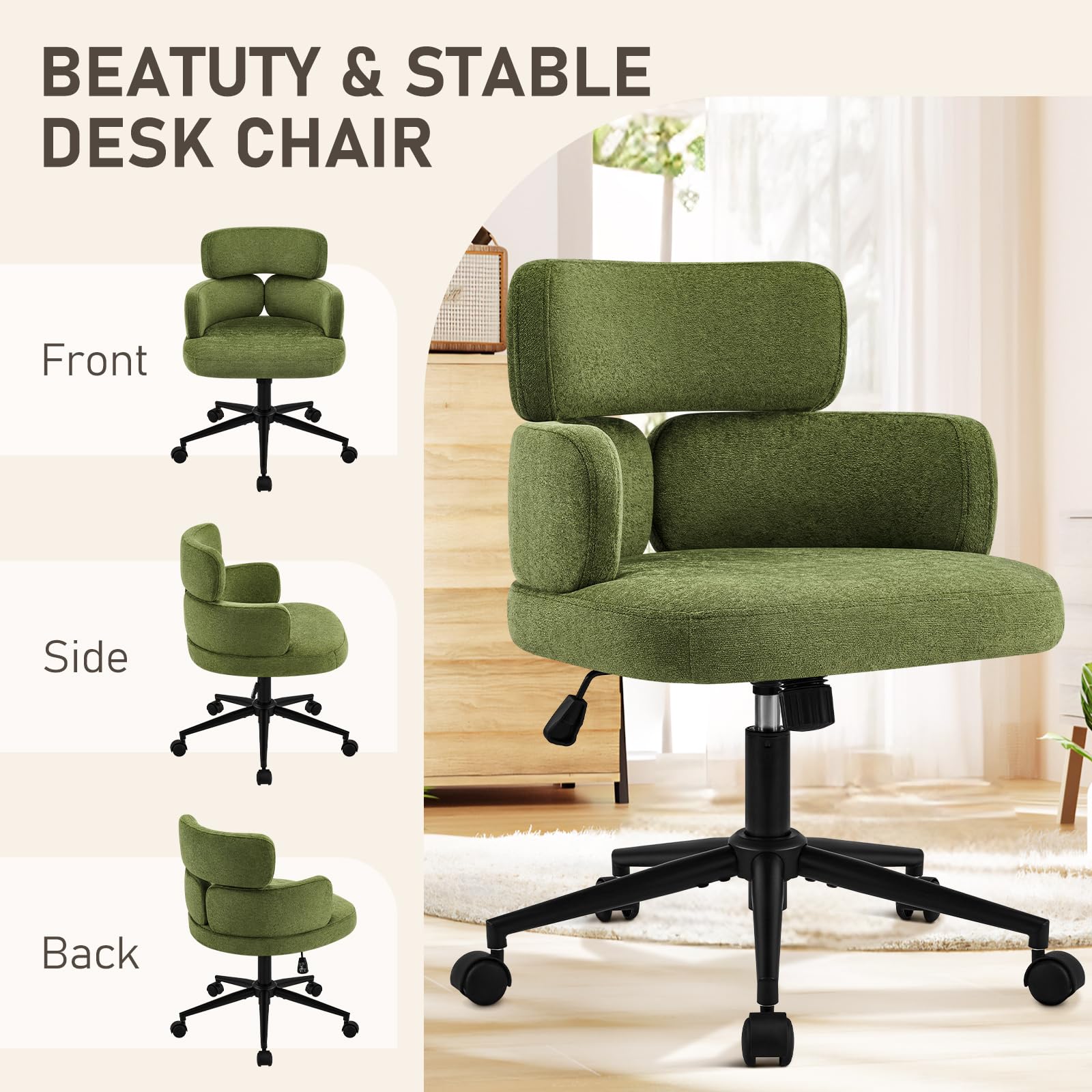 Modern Upholstered Office Chair with Wheels