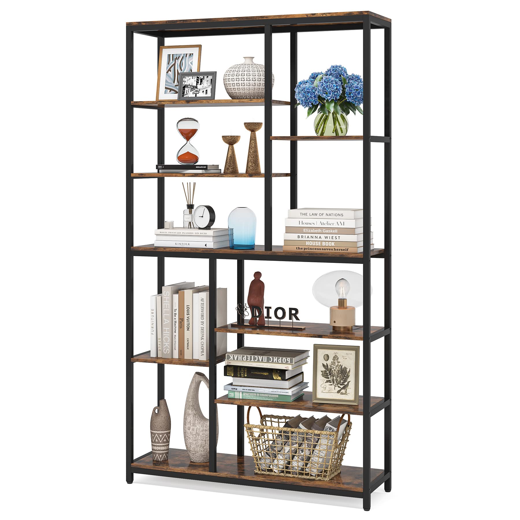 79 Inch Tall Bookshelf 8-Tier Staggered Display Shelving Unit