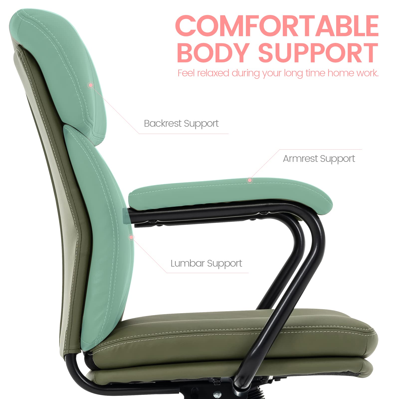 Modern Upholstered Mid-Back Office Chair with Arms