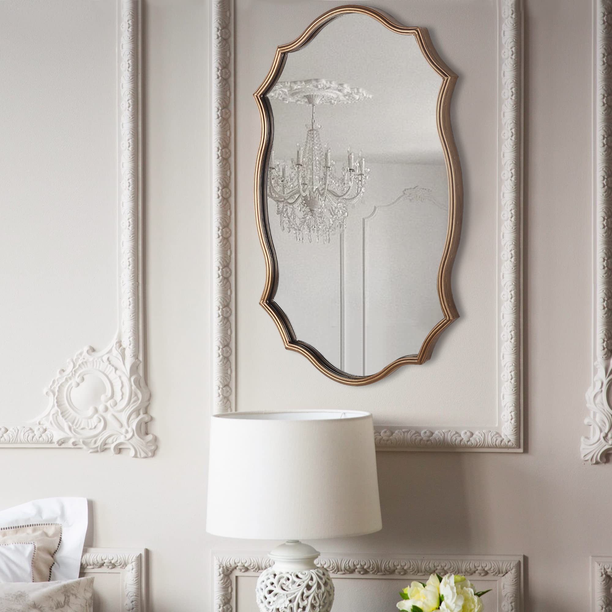 Vintage Gold Wall Mirror 20x30 Octagonal Metal Frame