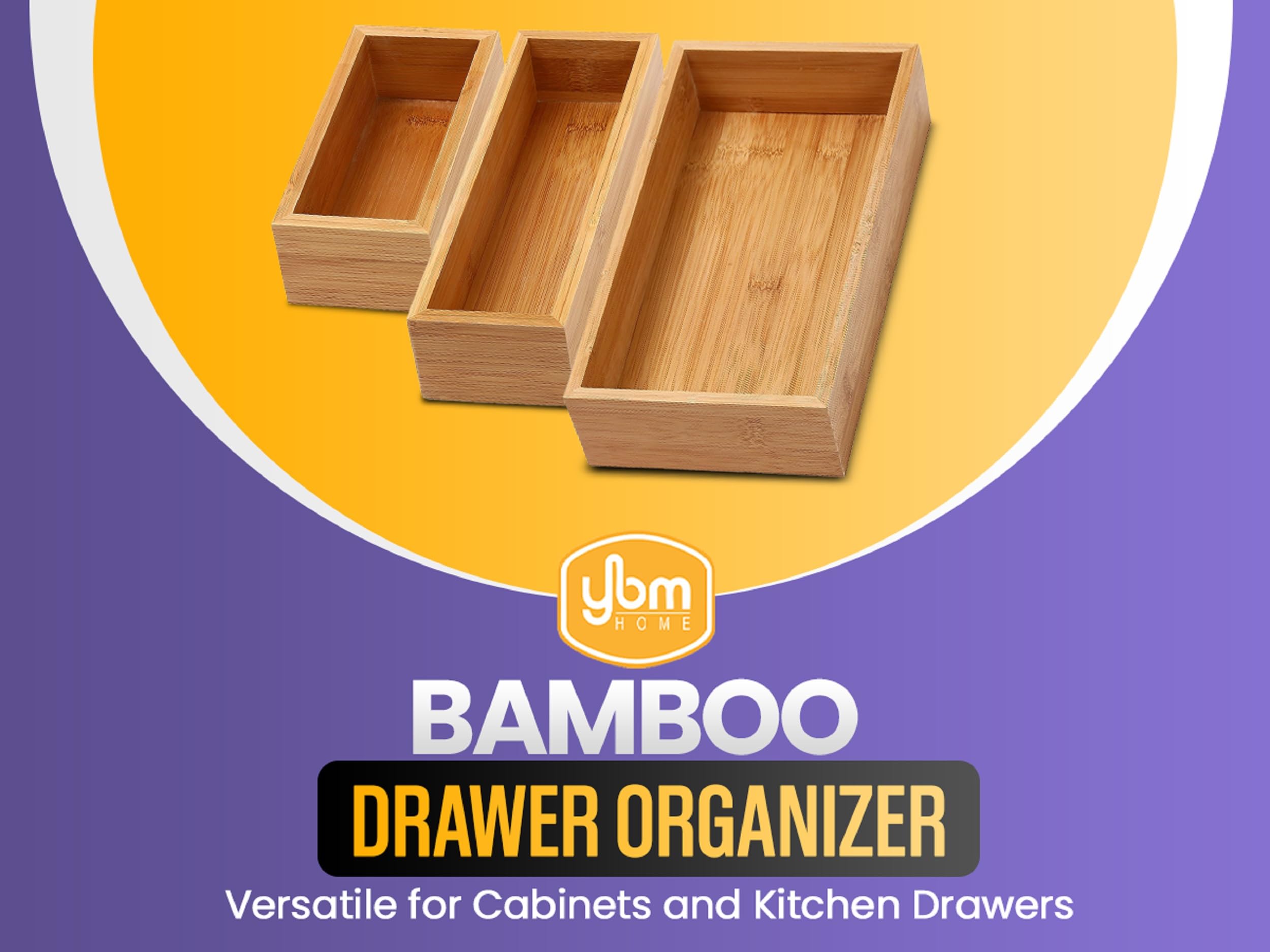 Bamboo Drawer Organizer Storage Box 6 Pack