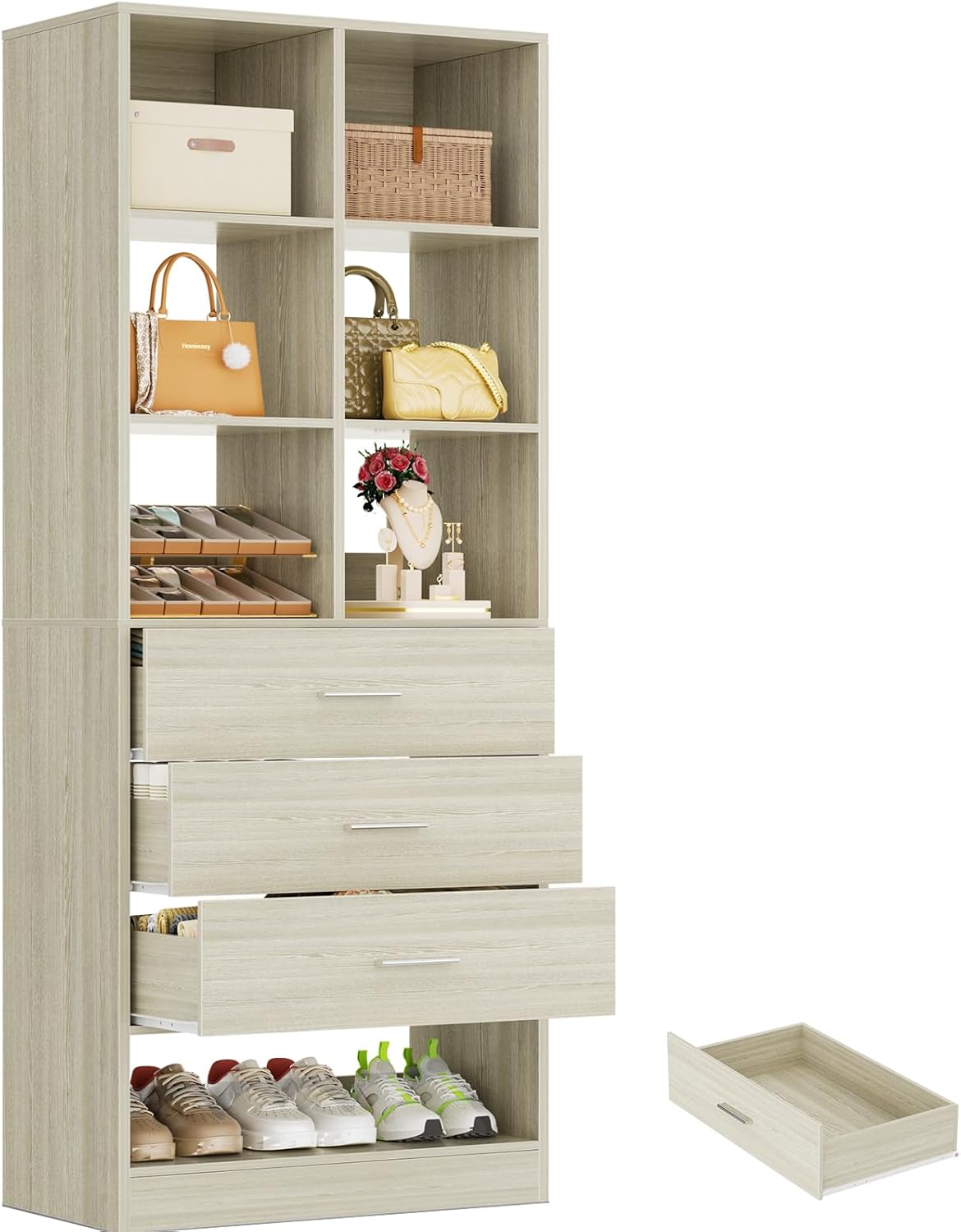 Closet System Organizer with Drawers and Partition Storage