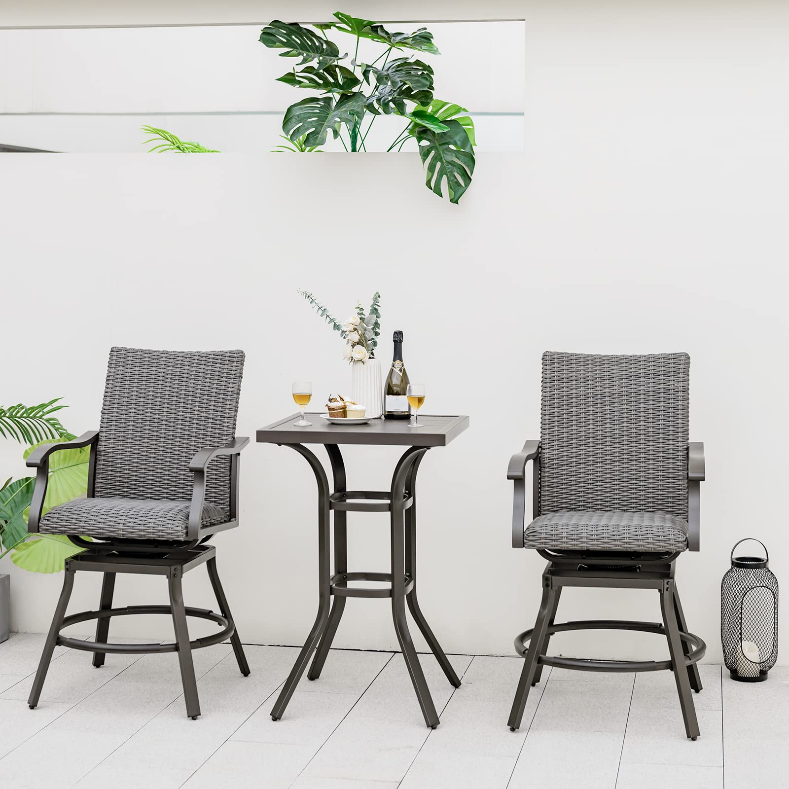 24 Inch Outdoor Bar Table with Aluminum Tabletop
