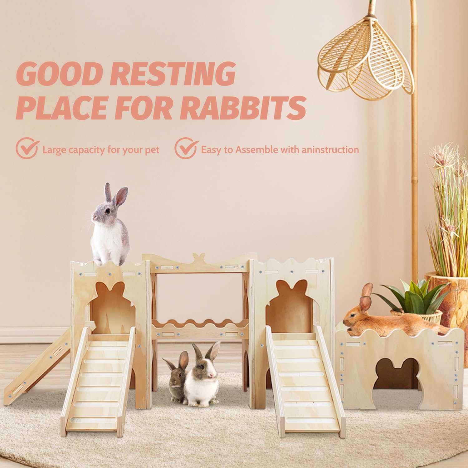Extra Large Wooden Rabbit Castle Hideaway