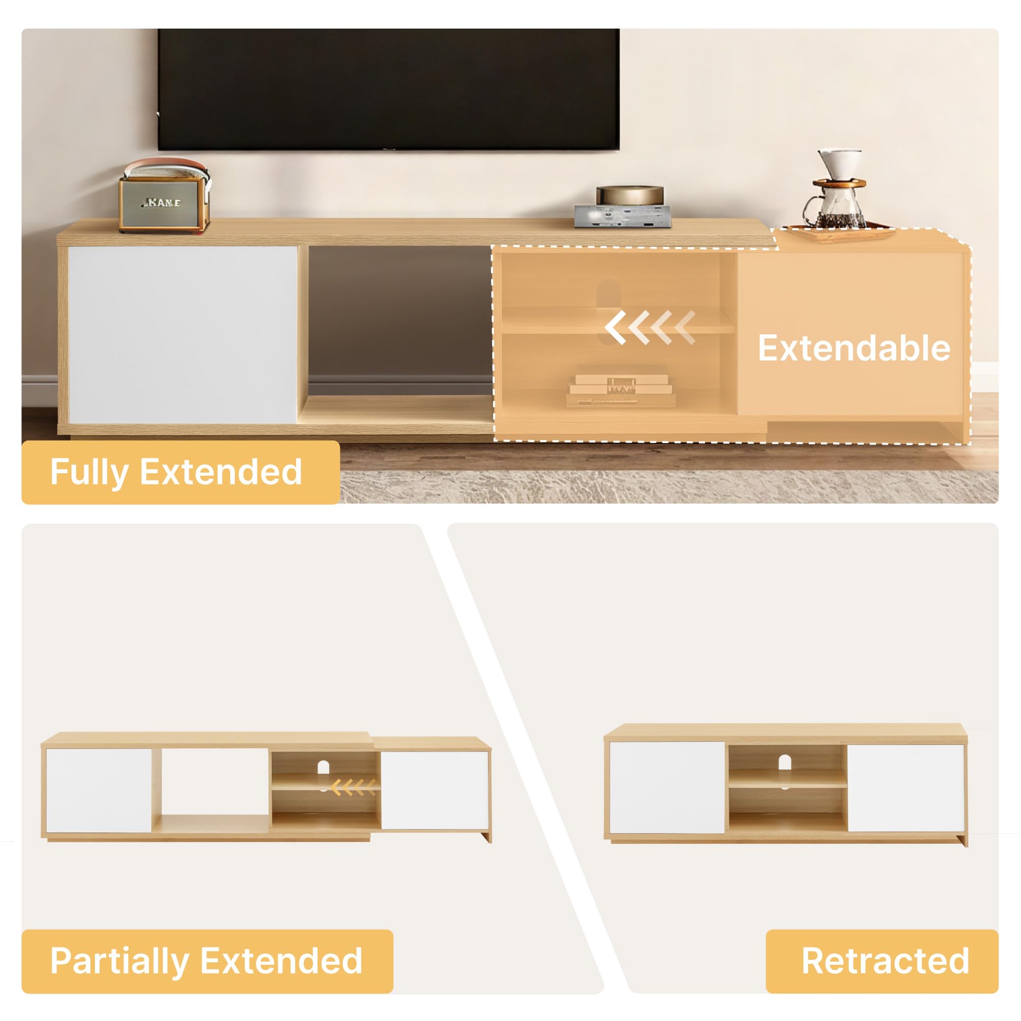 Extendable TV Stand for TVs up to 90 Inches
