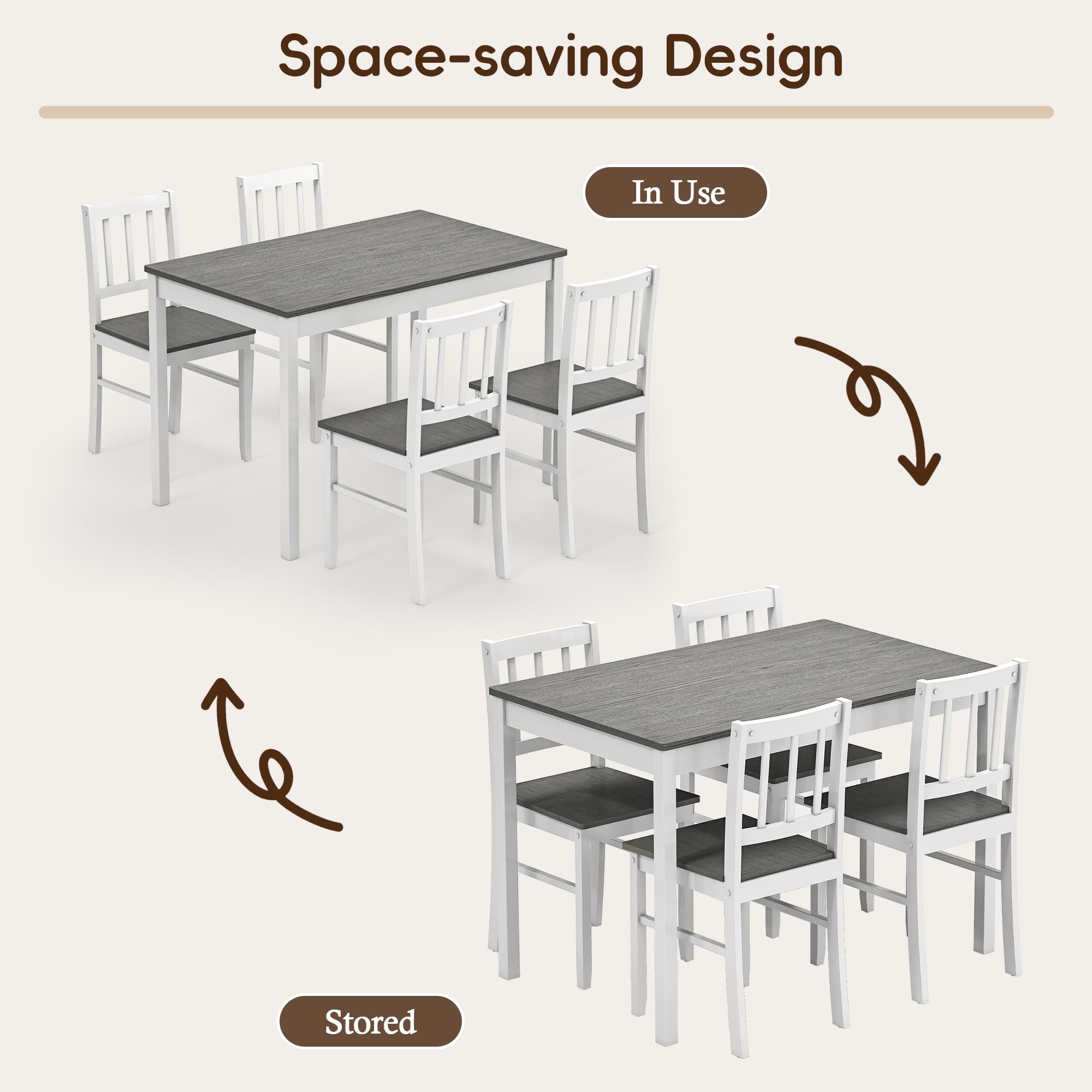 5-Piece Dining Table Set with 4 Chairs